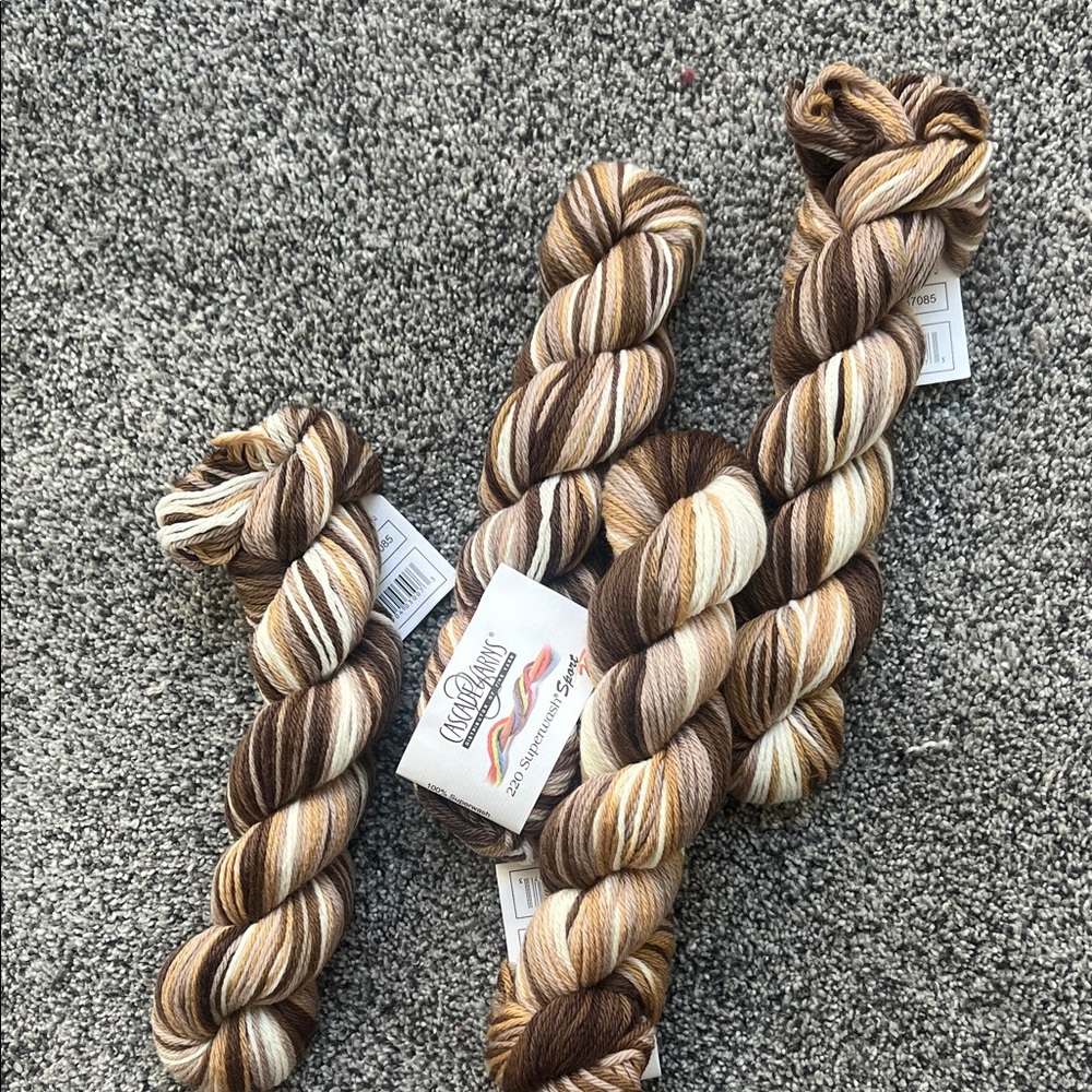 Hand-Dyed Brown & Cream Variegated Yarn Skeins -  Merino Blend